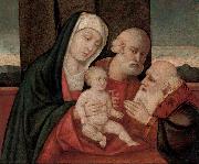 Giovanni Bellini La Sacra Famiglia con un santo oil painting reproduction